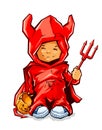 Little boy in demons costume for halloween Royalty Free Stock Photo