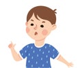 Little Boy Demonstrating Discontent as Facial Expression and Emotion Frowning and Pointing Finger Vector Illustration Royalty Free Stock Photo