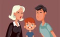 Little Boy Disgusted by his Parents Kissing Funny Vector Illustration