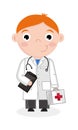 Little boy in doctor uniform with stethoscope