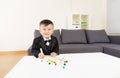 Little boy draws with color pencils Royalty Free Stock Photo