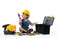 Little boy dressed as utility worker Royalty Free Stock Photo