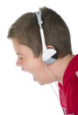 Little boy in ear-phones Royalty Free Stock Photo