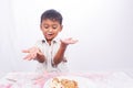 Little boy eating cake Royalty Free Stock Photo