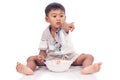 Little boy eating food Royalty Free Stock Photo