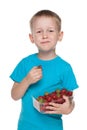 Little boy eats strawberry Royalty Free Stock Photo