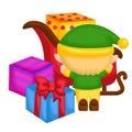 little boy elf tidying the present Royalty Free Stock Photo