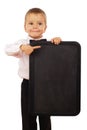 Little boy with empty chalkboard