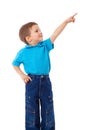 Little boy with empty pointing hand Royalty Free Stock Photo