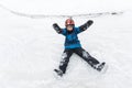 Little boy enjoying ice skating in winter season Royalty Free Stock Photo