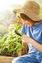 little boy explores the nature Royalty Free Stock Photo