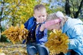 Little boy fascinated by crawling insect Royalty Free Stock Photo