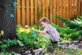 Little Boy Finds Easter Eggs Royalty Free Stock Photo