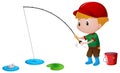 Little boy fishing in the pond Royalty Free Stock Photo