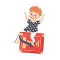 Little Boy Flying on Book Ready to Study Vector Illustration Royalty Free Stock Photo