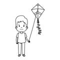 Little boy flying kite Royalty Free Stock Photo