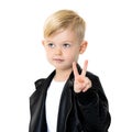 Little boy gestures with his hands. Royalty Free Stock Photo