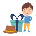 Little boy gift and hat Royalty Free Stock Photo
