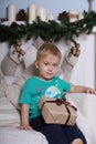 Little boy with gift Royalty Free Stock Photo