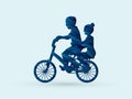 Little boy and girl are biking