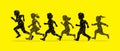 Little boy and girl running, Group of Children running