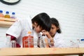 Little boy and girl in science classroom It is the basis for the process of systematic thinking, reasoning, observation, data