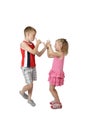 Little boy and girl teasing each other Royalty Free Stock Photo