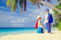 Little boy and girl travel on summer tropical