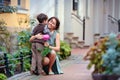 Little boy giving flower to his mom Royalty Free Stock Photo