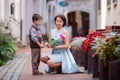 Little boy giving flower to his mom Royalty Free Stock Photo