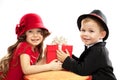 Little boy giving girl gift Royalty Free Stock Photo