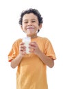 Little Boy with Glass of Milk Royalty Free Stock Photo