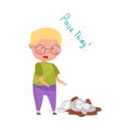 Little Boy in Glasses Feeling Sorry and Expressing Regret for Stained Fluffy Toy Vector Illustration