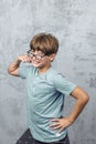a little boy with glasses making a silly face Royalty Free Stock Photo