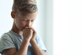 Little boy with hands clasped together for prayer Royalty Free Stock Photo