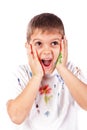 Little boy with hands painted Royalty Free Stock Photo