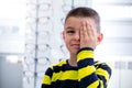 Little boy having eye test at ophthalmologist office Royalty Free Stock Photo