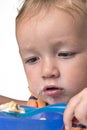 Little boy having fun eating Royalty Free Stock Photo