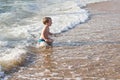 Little boy having fun in the sea Royalty Free Stock Photo