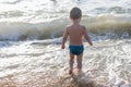 Little boy having fun in the sea Royalty Free Stock Photo