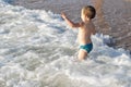 Little boy having fun in the sea Royalty Free Stock Photo