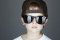 Little boy.Hip-Hop Style. fashion children.handsome in sunglasses.Young Rapper Royalty Free Stock Photo