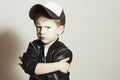 Little boy.Hip-Hop Style. fashion children.Young Rapper.Serious Child Royalty Free Stock Photo