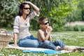 Little boy with his mom at picnic