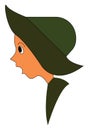 A little boy with his mouth opened is dressed in a green costume vector or color illustration