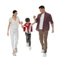 Little boy with his parents together on white background Royalty Free Stock Photo
