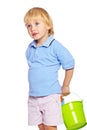 Little boy holding two buckets Royalty Free Stock Photo