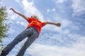 Little boy jumping high into the air Royalty Free Stock Photo