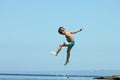 Little boy jumps in sea Royalty Free Stock Photo