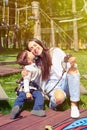 Little boy kissing his mother Royalty Free Stock Photo